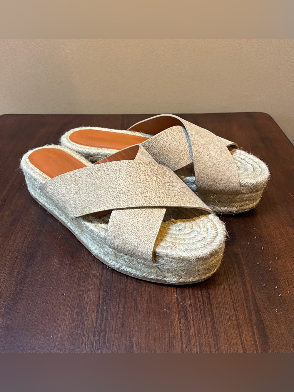 Allsaints Harlem Espadrilles Platform Sandals, Tan, Women’s EU 40